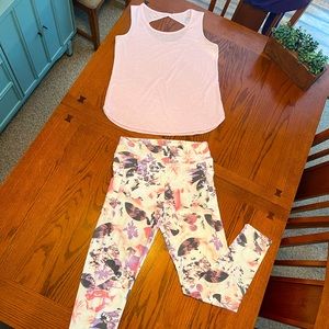 Pink shirt with floral leggings